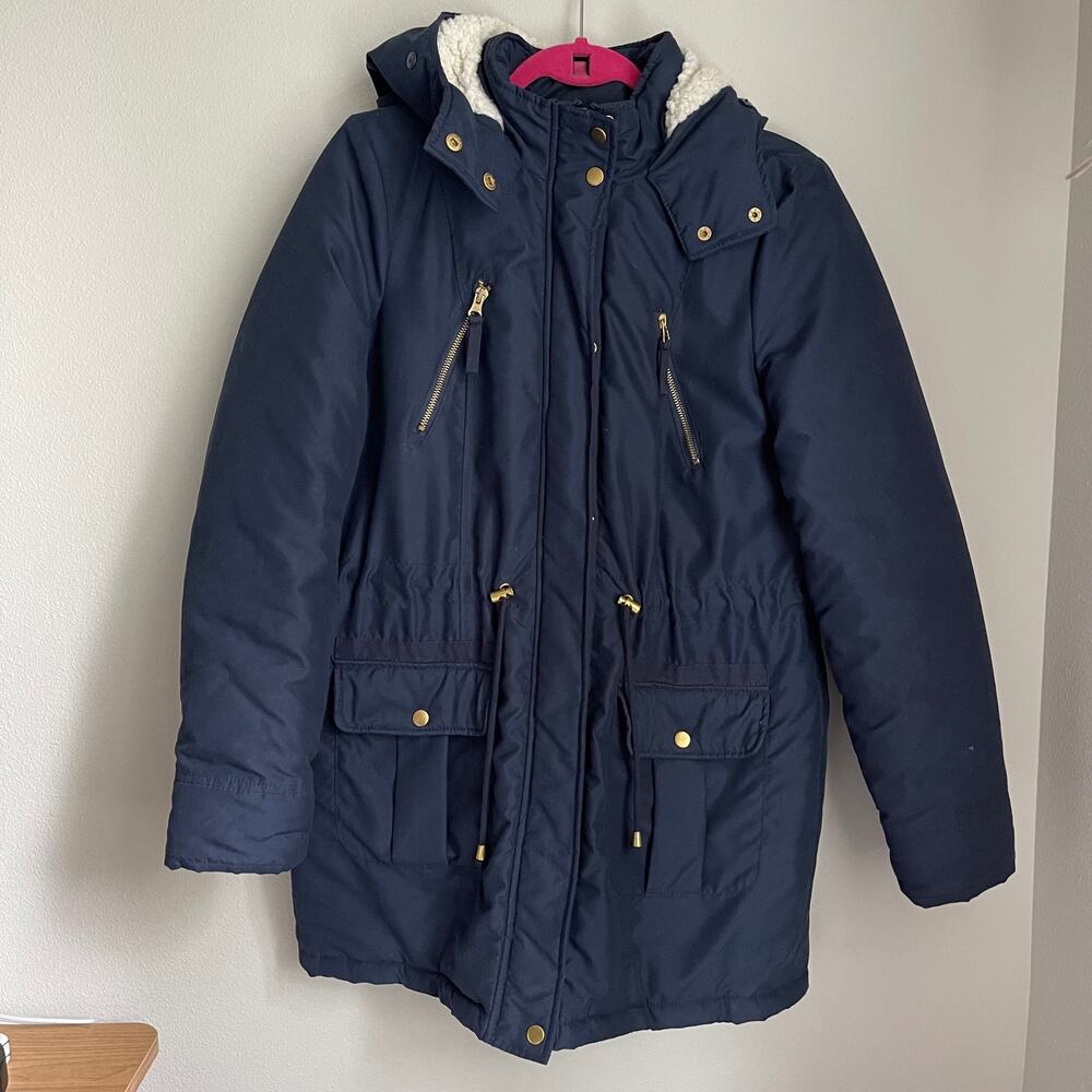 VERO MODA Blue Gold Parka Coat (Size Small)
